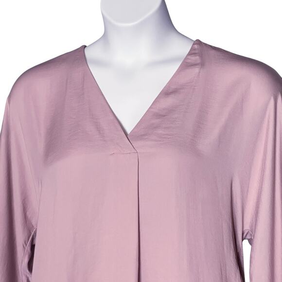 Anthropologie DOLAN Casual Blouse Size Large Lavender V Neck Balloon Long Sleeve - Picture 2 of 8